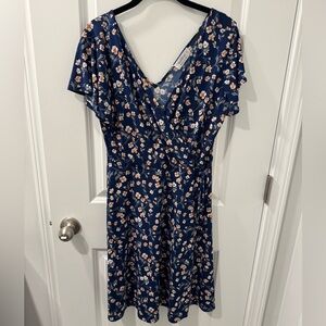 Kaileigh Navy Floral Midi Dress